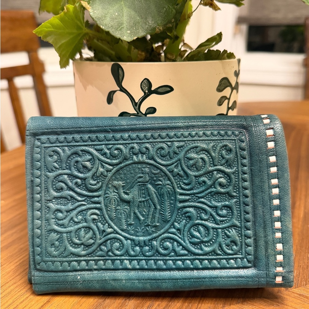 Embossed Teal Leather Wallet